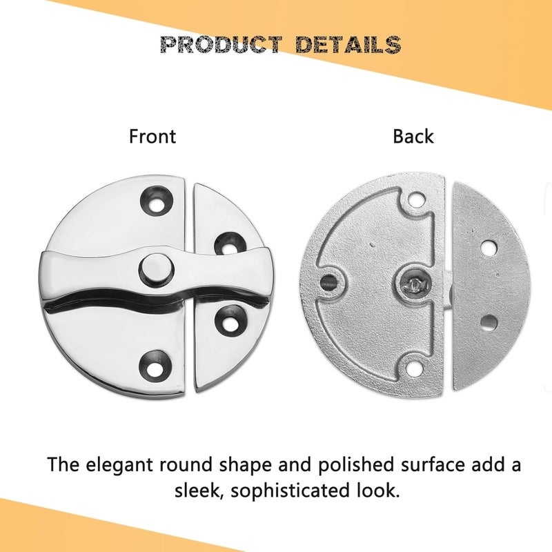 DIALESHU Heavy Duty Marine Boat Door Catch Latch 316 Stainless Steel, 2.32" (59 mm) Hatch Round Turn Button Twist Catch Latch with Screws(2-Pack) - Image 5